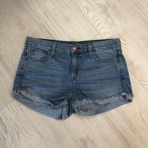 J. Crew light denim jean shorts.